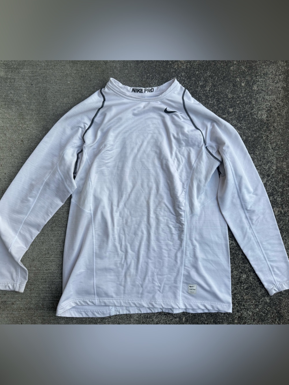 Nike Pro Combat Hyper Warm Light Men’s Long Sleeve Shirt White Compression Sz XL